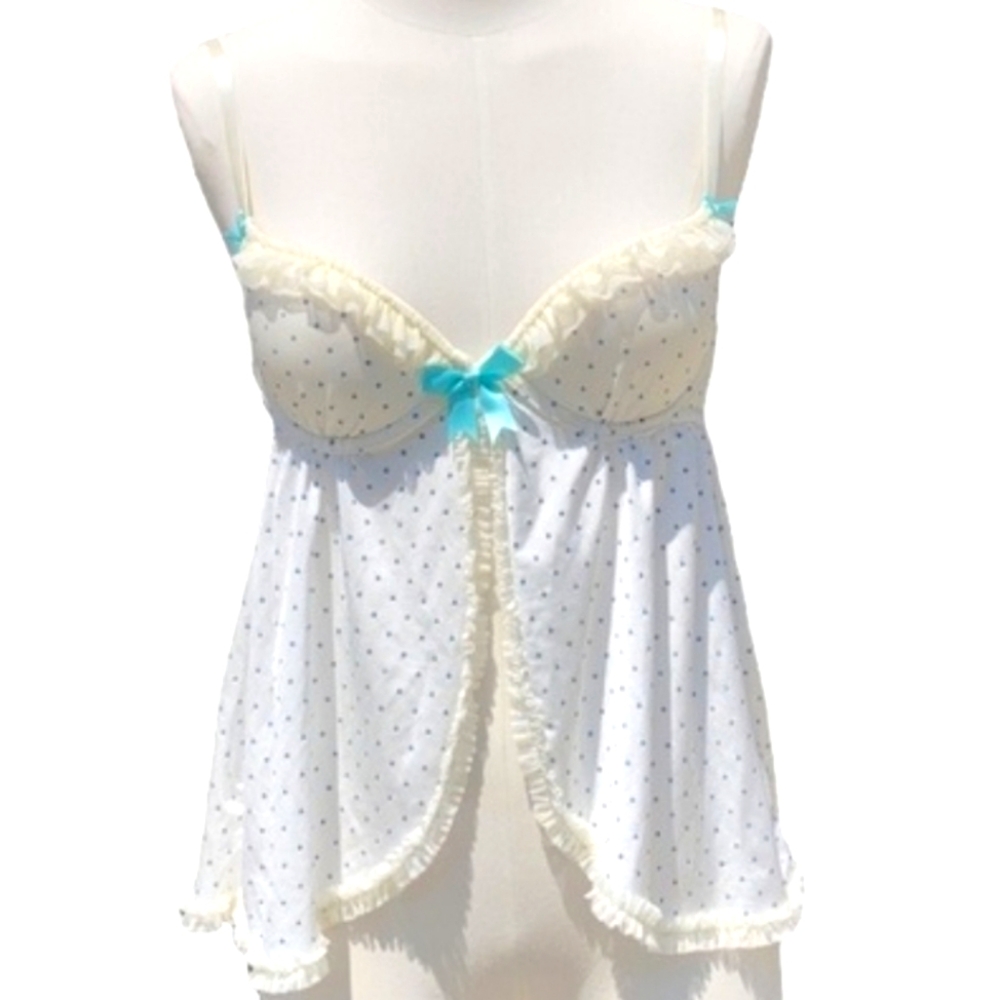 Victoria's Secret Y2K Babydoll Polkadot Push Up Negligee Romantic  SIZE 36C